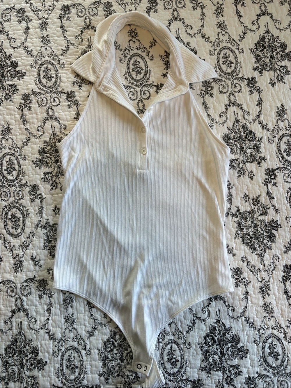 Classic White Ribbed Halter One-Piece Bodysuit